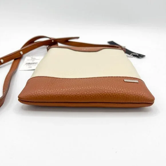 Amiri Men's Leather Crossbody Bag in Brown and Creme, Made in Italy